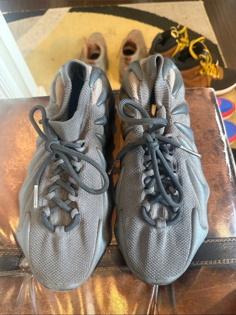 adidas Men's Gray Wave-Style Knit Sneakers